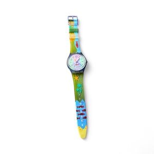 Vintage Swatch Men’s Hookipa Multicolor Silicone Band Fun Watch 1992 Y2K Unisex